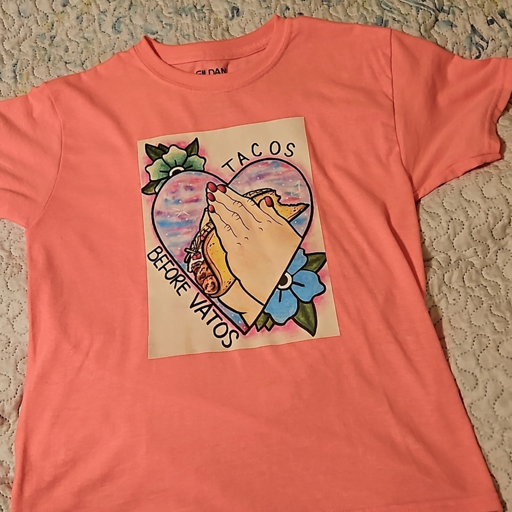 Custom made Pink Tshirt Tacos 🌮 Before Vatos Medium 10/12
